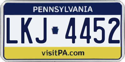 PA license plate LKJ4452