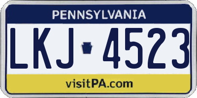 PA license plate LKJ4523