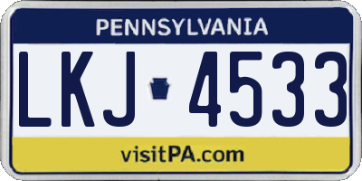 PA license plate LKJ4533