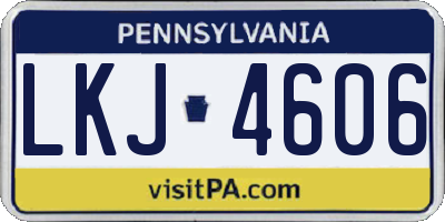 PA license plate LKJ4606