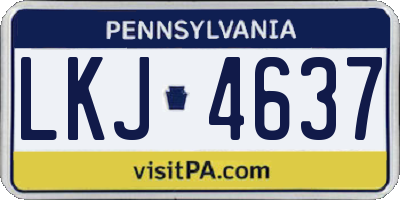 PA license plate LKJ4637