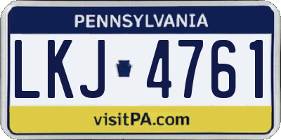 PA license plate LKJ4761