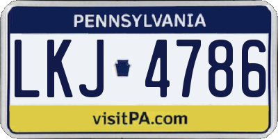 PA license plate LKJ4786
