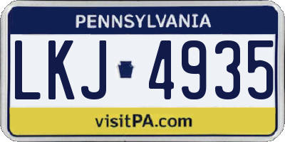 PA license plate LKJ4935