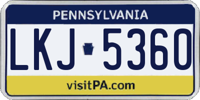 PA license plate LKJ5360