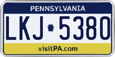 PA license plate LKJ5380