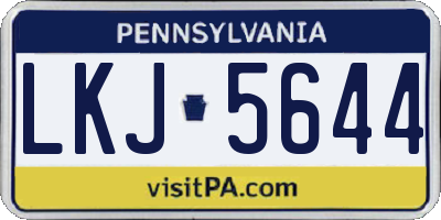 PA license plate LKJ5644