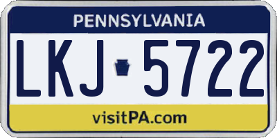PA license plate LKJ5722
