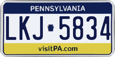 PA license plate LKJ5834