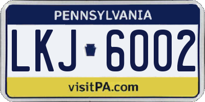 PA license plate LKJ6002