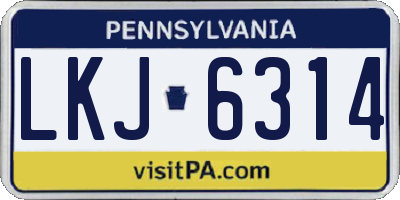 PA license plate LKJ6314