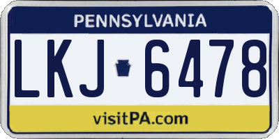 PA license plate LKJ6478