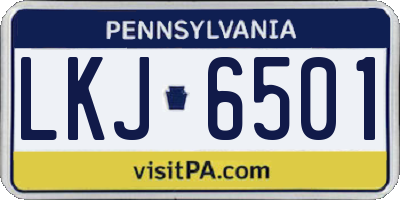 PA license plate LKJ6501
