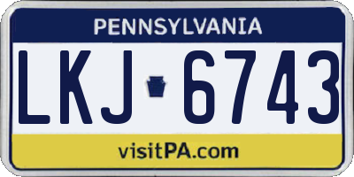 PA license plate LKJ6743