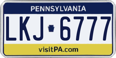 PA license plate LKJ6777