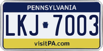 PA license plate LKJ7003