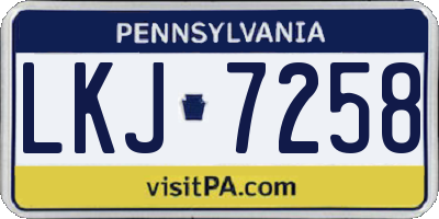 PA license plate LKJ7258