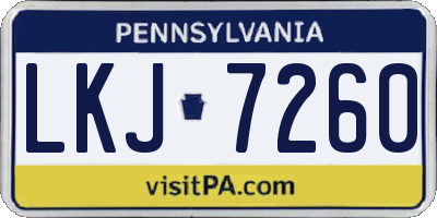 PA license plate LKJ7260