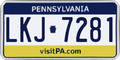 PA license plate LKJ7281