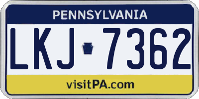 PA license plate LKJ7362