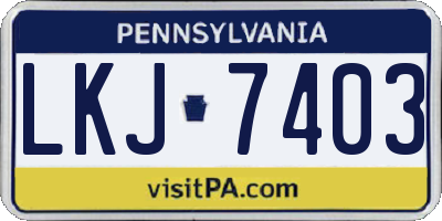 PA license plate LKJ7403