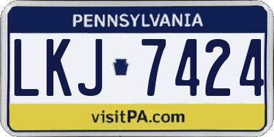 PA license plate LKJ7424