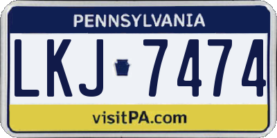 PA license plate LKJ7474