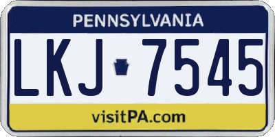 PA license plate LKJ7545