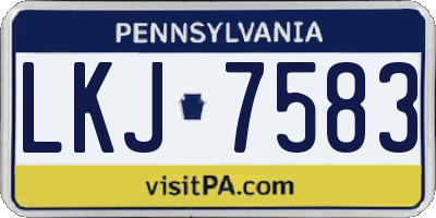 PA license plate LKJ7583