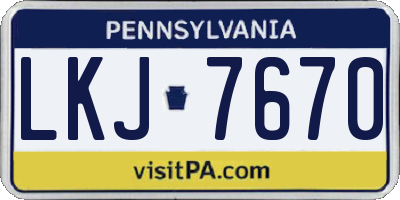 PA license plate LKJ7670