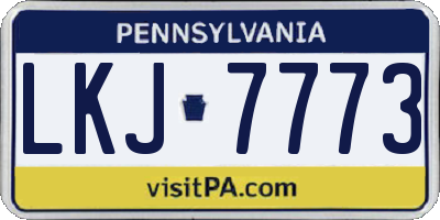 PA license plate LKJ7773