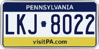 PA license plate LKJ8022