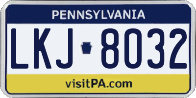 PA license plate LKJ8032
