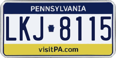 PA license plate LKJ8115