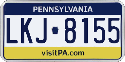 PA license plate LKJ8155