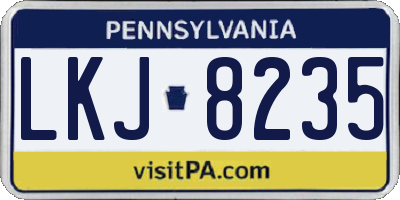 PA license plate LKJ8235