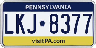 PA license plate LKJ8377