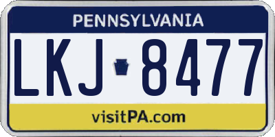 PA license plate LKJ8477