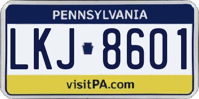 PA license plate LKJ8601