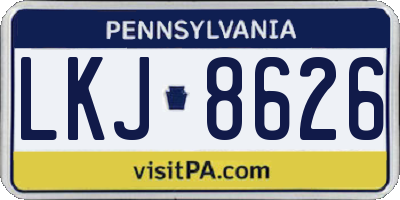 PA license plate LKJ8626