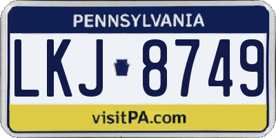 PA license plate LKJ8749