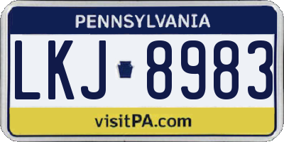 PA license plate LKJ8983