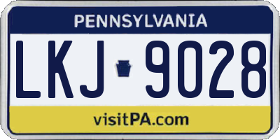 PA license plate LKJ9028
