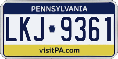 PA license plate LKJ9361