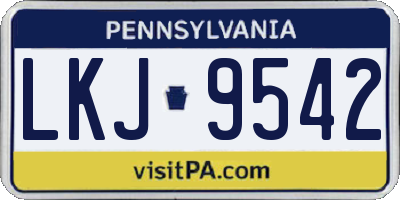 PA license plate LKJ9542