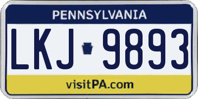 PA license plate LKJ9893