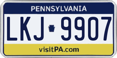 PA license plate LKJ9907