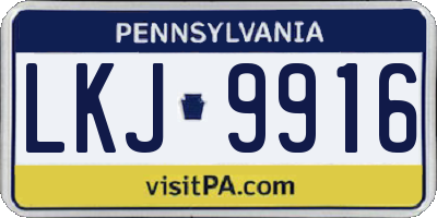 PA license plate LKJ9916