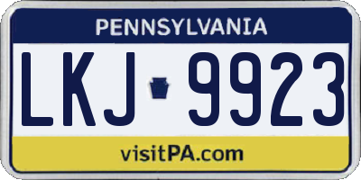 PA license plate LKJ9923