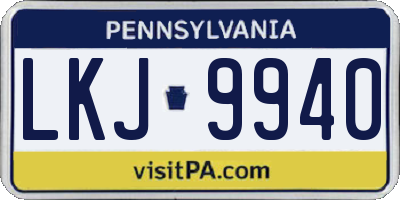 PA license plate LKJ9940